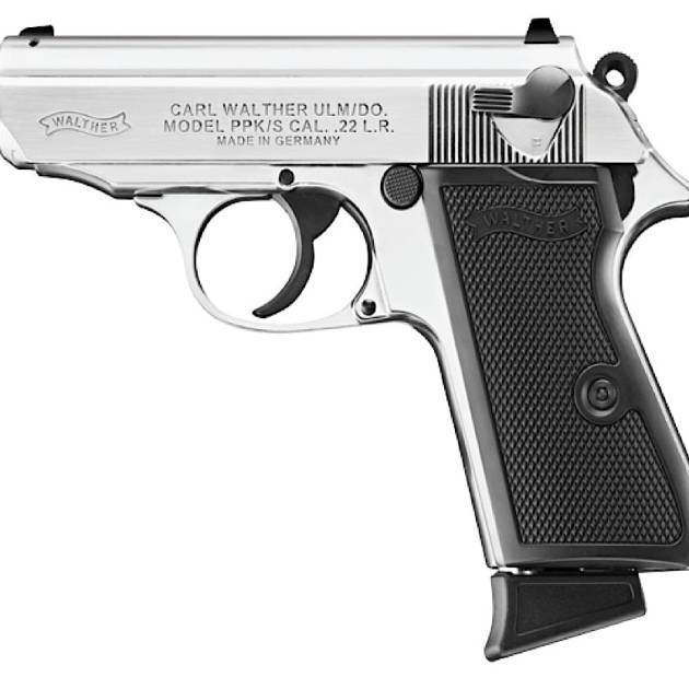 Walther Arms PPK/S .22 LR, 3.35" Nickel Threaded Barrel, Black Grips, 10 Rounds,